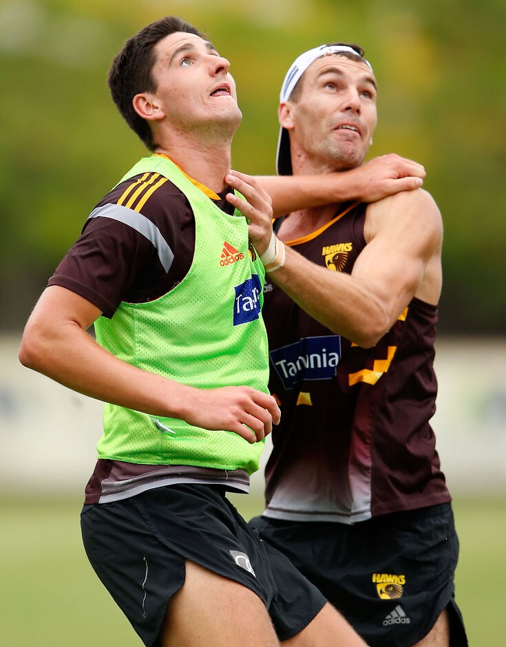 AFL 2016 Training - Hawthorn 080216 Marc Pittonet and Jonathon Ceglar at training. - ${keywords}